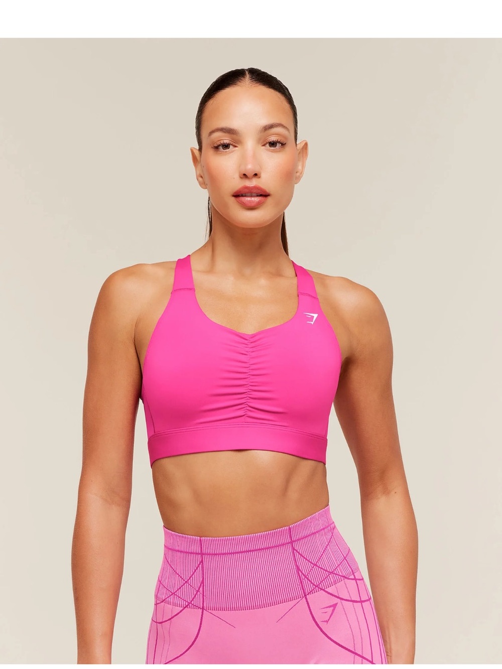 Gymshark High Support Ruched Sports Bra - Super-Set Pink